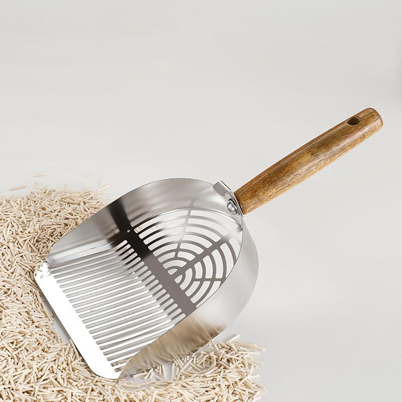 Katzenstreuschaufel aus Edelstahl Langlebige Langstiel-Katzenschaufel Stabile Maschenschaufel Streufilter Haustierreinigungswerkzeuge