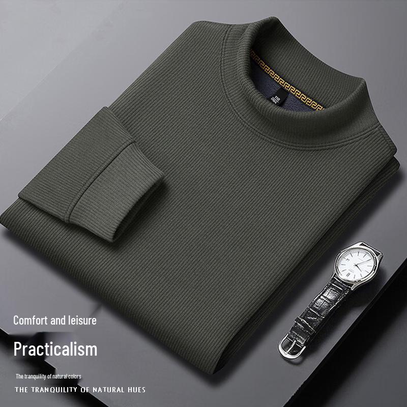 Romon Herren Fleece-gefüttertes Sweatshirt mit halbem Stehkragen, Basisschicht, mit Maulbeerseide (BY797)