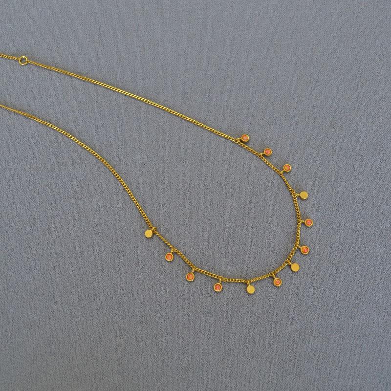 

Французский нишевый дизайн литературный и ретро минималистский инкрустированный лазурит красный опал темперамент персонализированное ожерелье ключичная цепочка женский