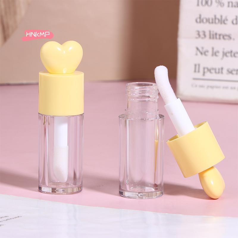 4ml Cute Heart Shape Lip Gloss Tubes Clear DIY Cylindrical Lip Balm Tubes with Wand Refillable Cute Creative Lipstick Bottle