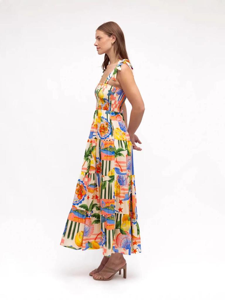 2026 European & American Holiday Style Print Linen Dress