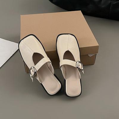 Pantoufles plates rétro polyvalentes à talons bas pour femmes, vêtements d'extérieur printemps et été