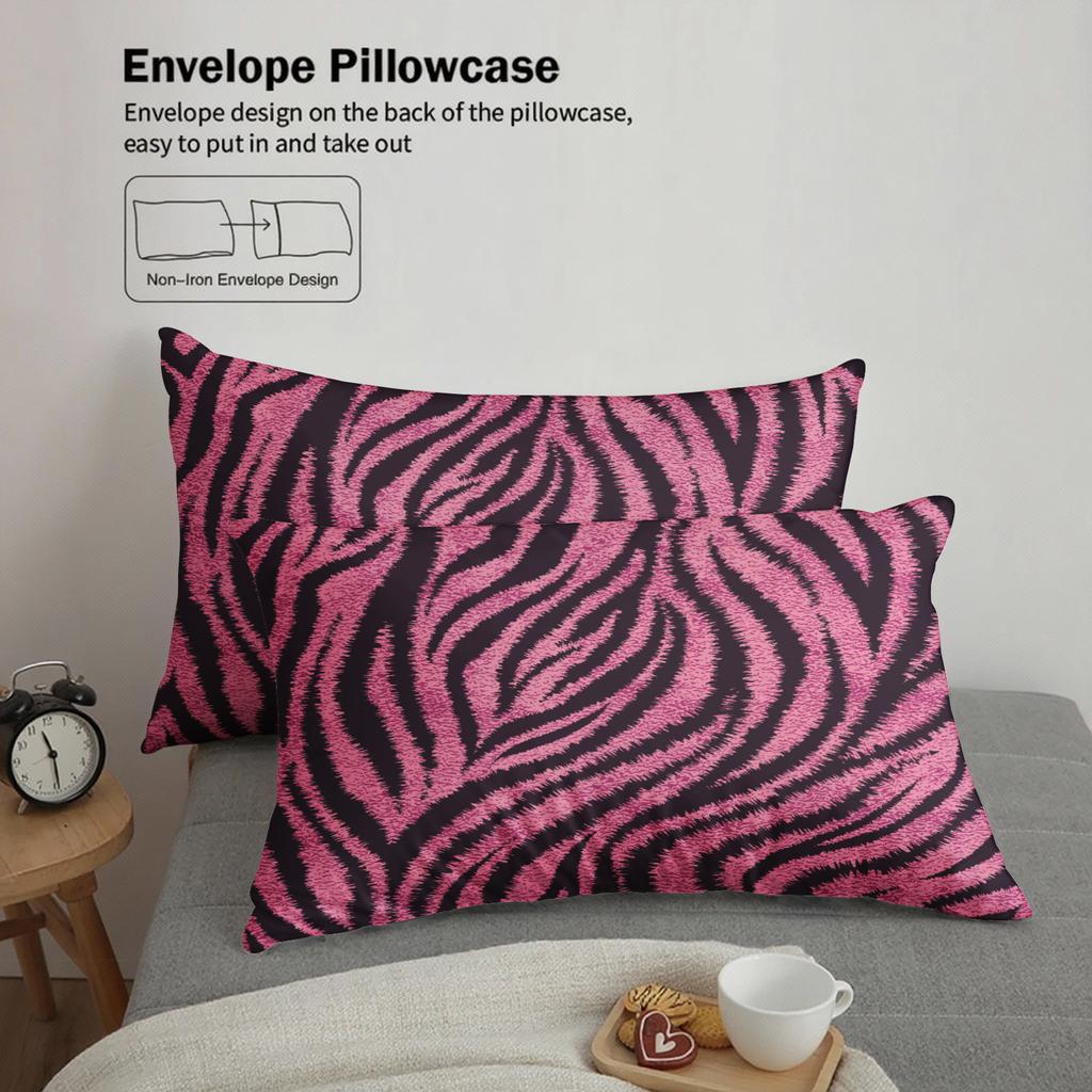 3-teiliges Bettwäsche-Set King Queen Size Rosa Leopardenmuster Bettbezug mit 2 Kissenbezügen Einzel Doppel Weiche Hülle für Schlafzimmerdekoration