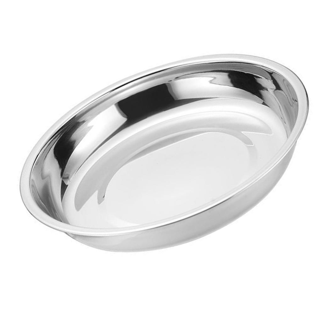 Metal Dinner Plates 304 Stainless Steel Round Camping Plates Thickened Soup Plate Tableware Tool S (16cm)