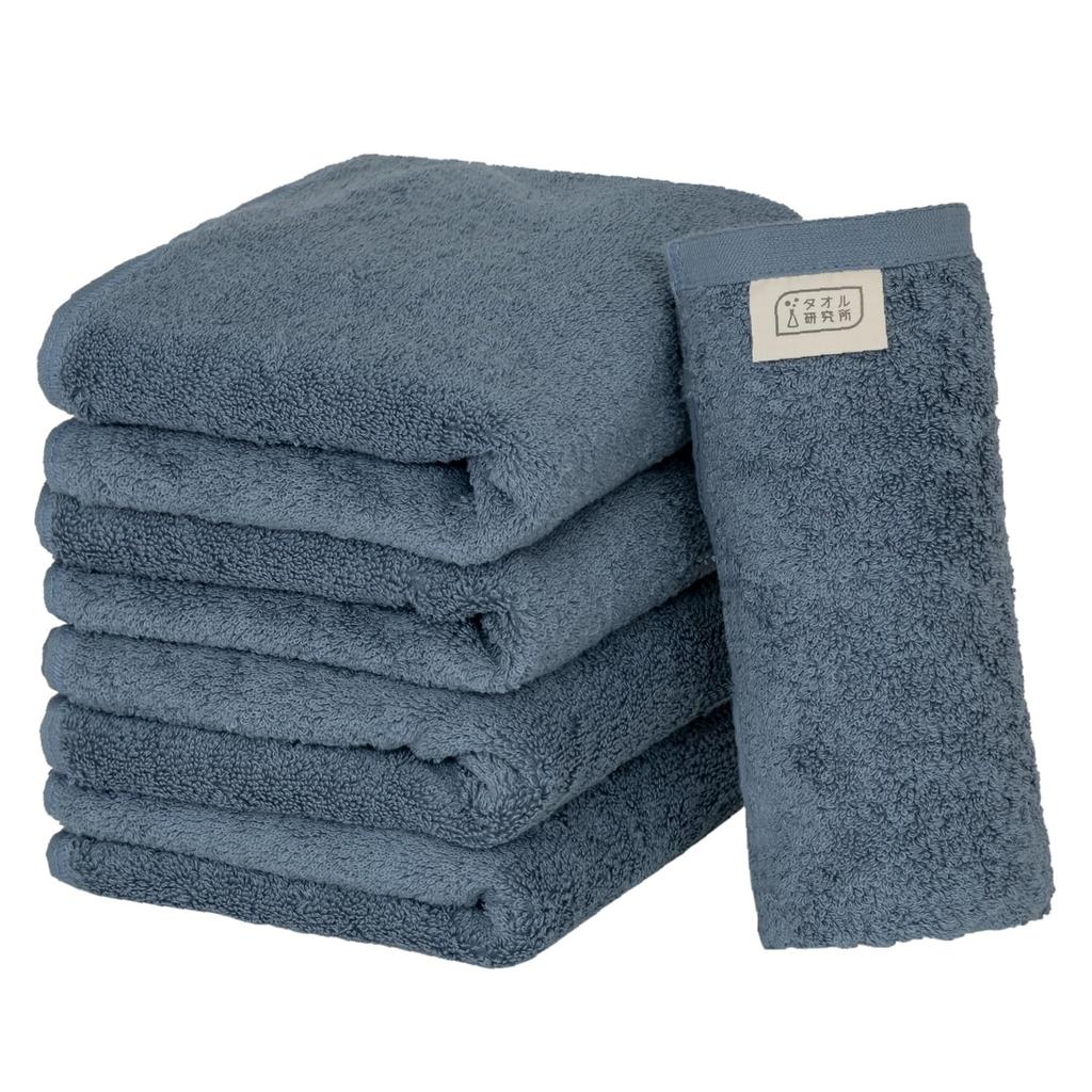 Towel Research Institute Face Towel Smoky Blue Set of 5 Hotel Specifications Fluffy Fast Absorption Cotton Durable Low Shedding Colors To Choose Japan