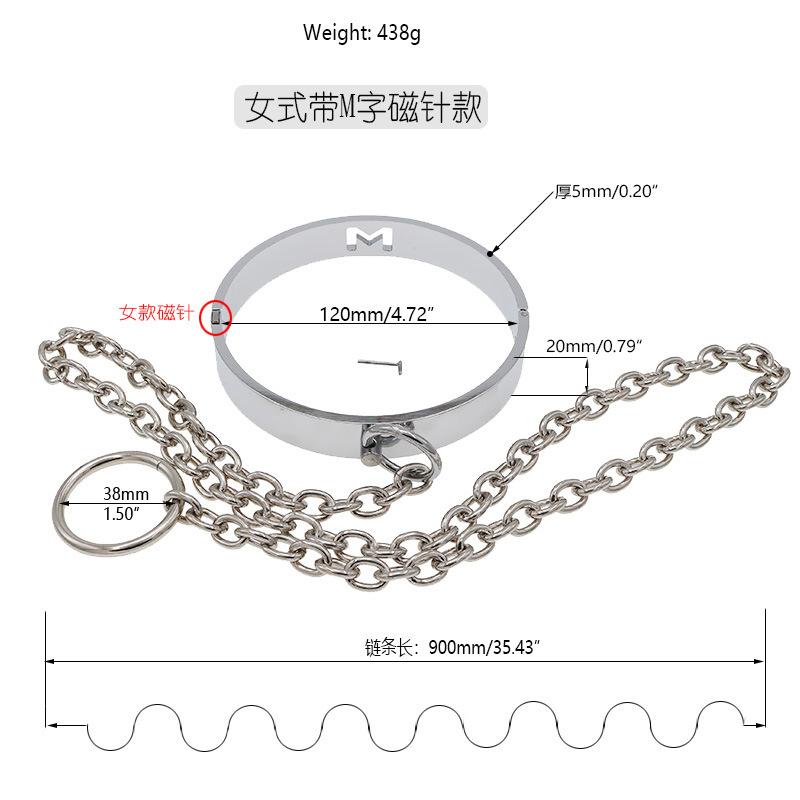 Metal Collar Sexy Toys with Traction Chain Bracelet Men and Women Alternative Adult Toy Props Passion