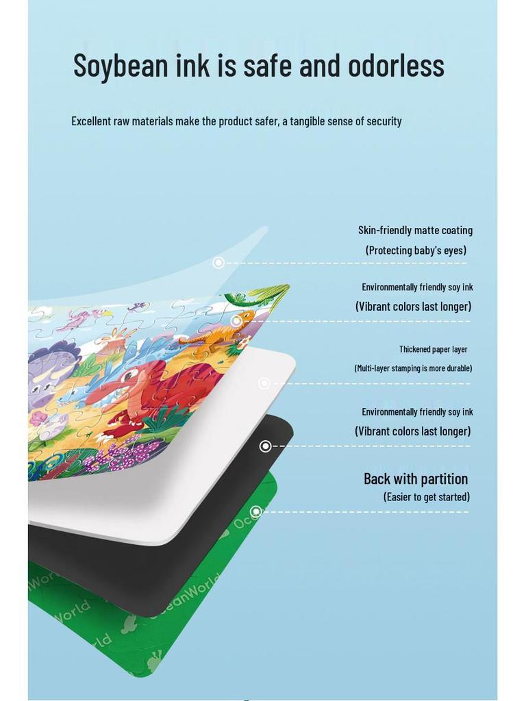 Educational Dinosaur Cartoon Jigsaw Puzzle for Kids Ages 3-6 - Boxed Flat Toy