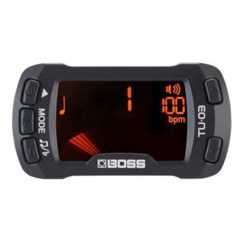 BOSS Clip-on Tuner/Metronome TU-03 for Guitar, Bass, Ukulele, and Violin with Advanced Metronome Function, Backlight, Up To 8 Hours of Use, and Auto-O