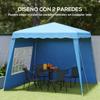 Foldable Pop Up Canopy 2 89x2 89m Garden Gazebo Pavilion With Side Walls Adjustable Height UV50+ Protection Blue