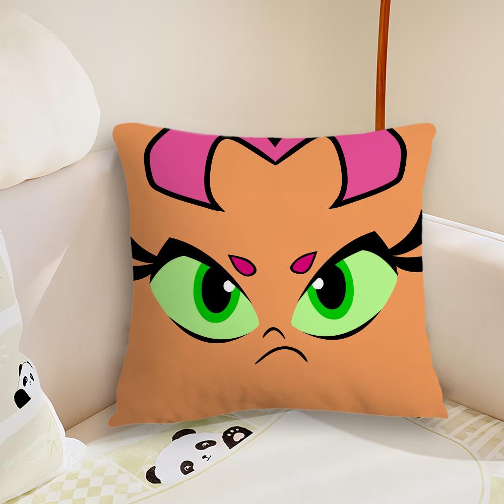 Cartoon TTeen Titans Face cushion cover Pillow Case Plush Fabric Soft Double Sided Print Sofa Cushion Cover Throw Pillow Covers