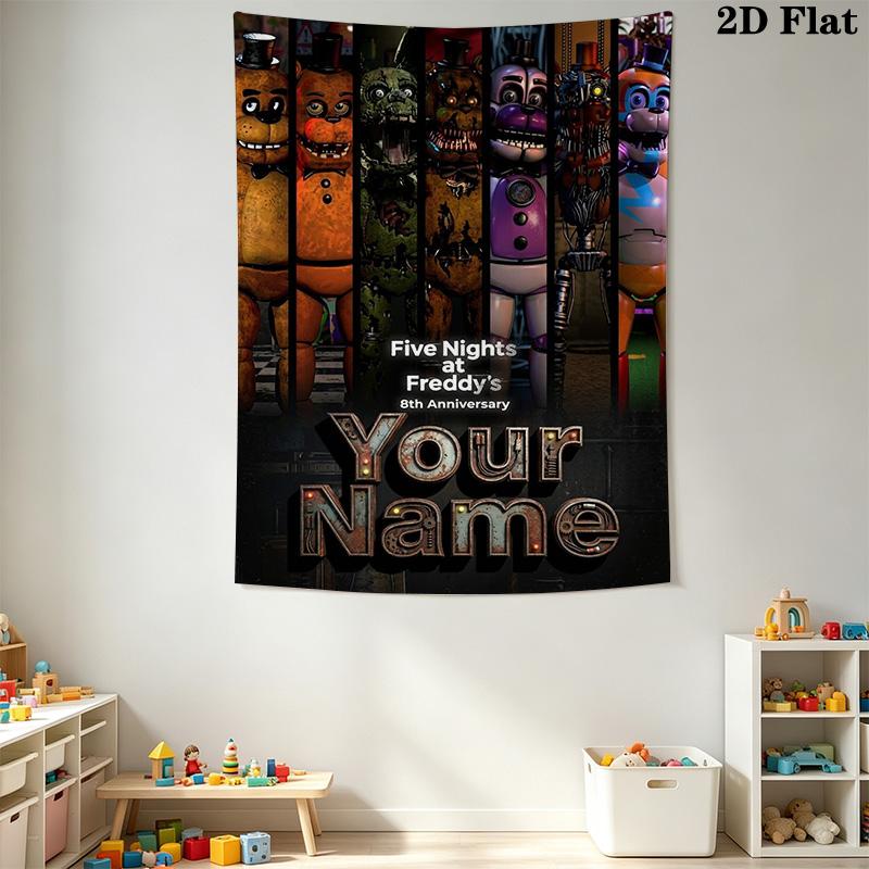 Name Custom Freddy Nights Wall Tapestry Aesthetic Wall Hanging Printed Fabric Blanket Decorative Tapestries for Bedroom Living Room Home Decor