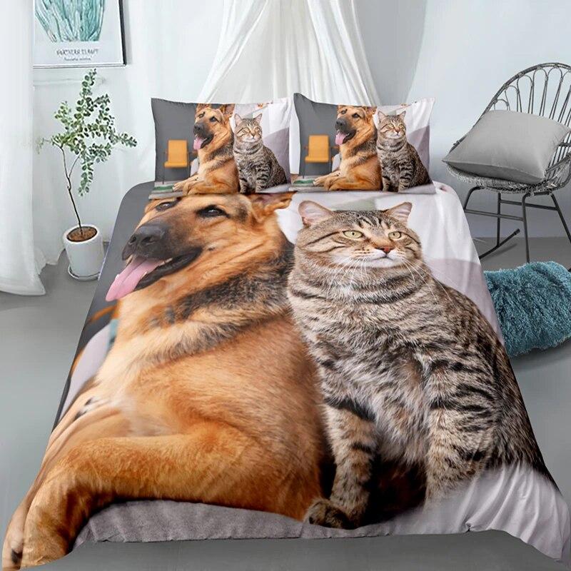 German Shepherd Duvet Cover King Queen 3D Lovely Dog Pattern Bedding Set For Kids Boys Girls Cute Pet Puppy Soft Comforter Cover