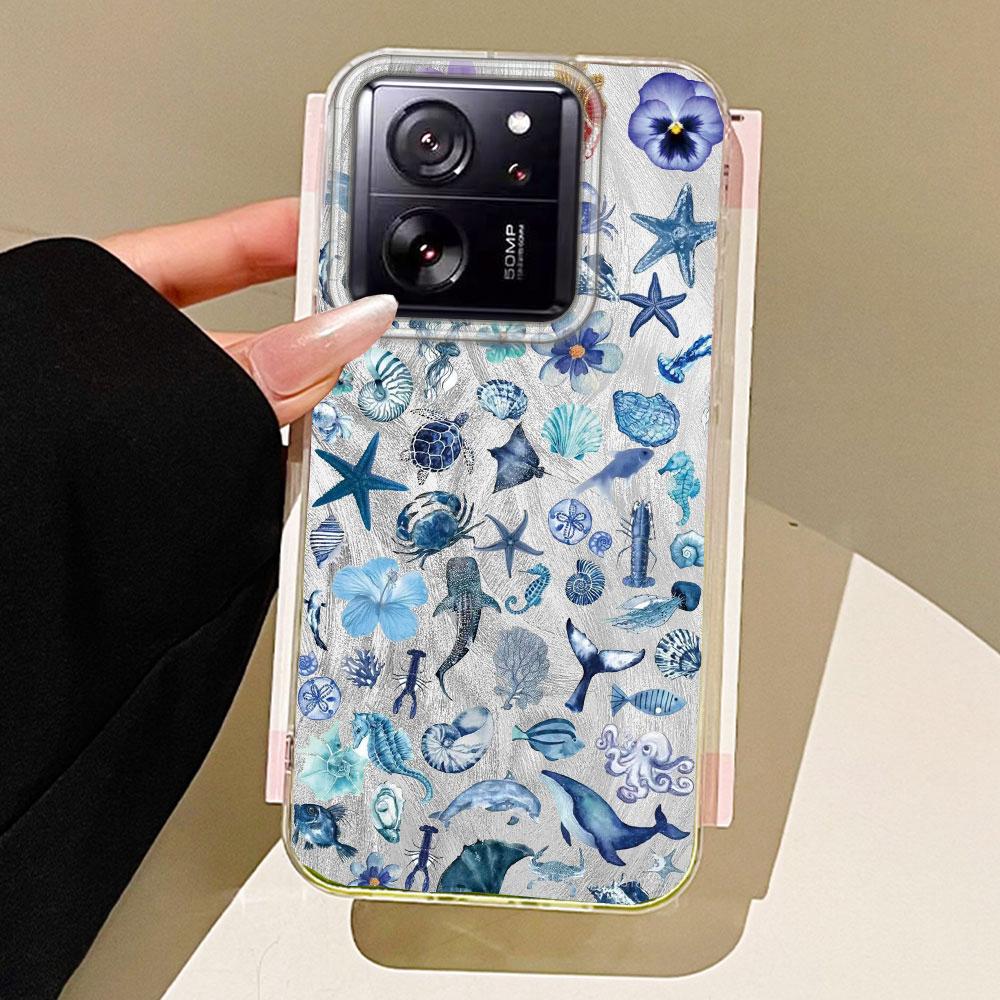 Etui na telefon dla kobiet i dziewcząt z motywem kwiatów i zwierząt morskich dla Xiaomi 13T 14T 11 Lite Poco X5 X7 M6 Pro X6 X3 Pro NFC C75 C71 C65 C61 M5S