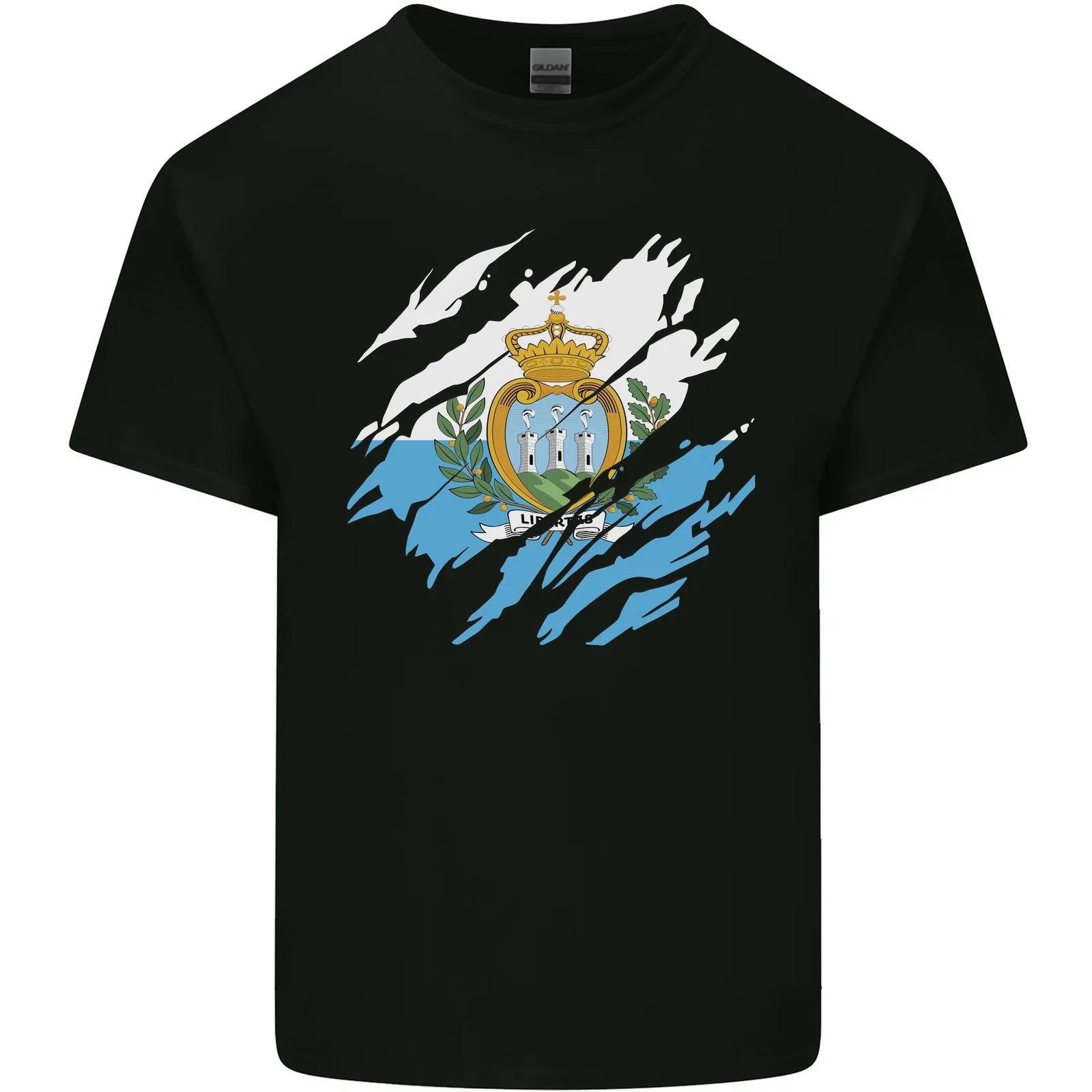 Torn San Marino Flag Sammarinese Day Football Kids T-Shirt Childrens M