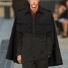INCERUN Spring Autumn Men Lapel Neck Irregular High Low Cloaks Coats Cape