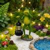 Solarbetriebene Froschlaterne Outdoor-Gartenstatue Wasserdichte Landschaftsleuchte Dekorative Terrasse Hof Akzent mit LED-Nachtbeleuchtung für Weg