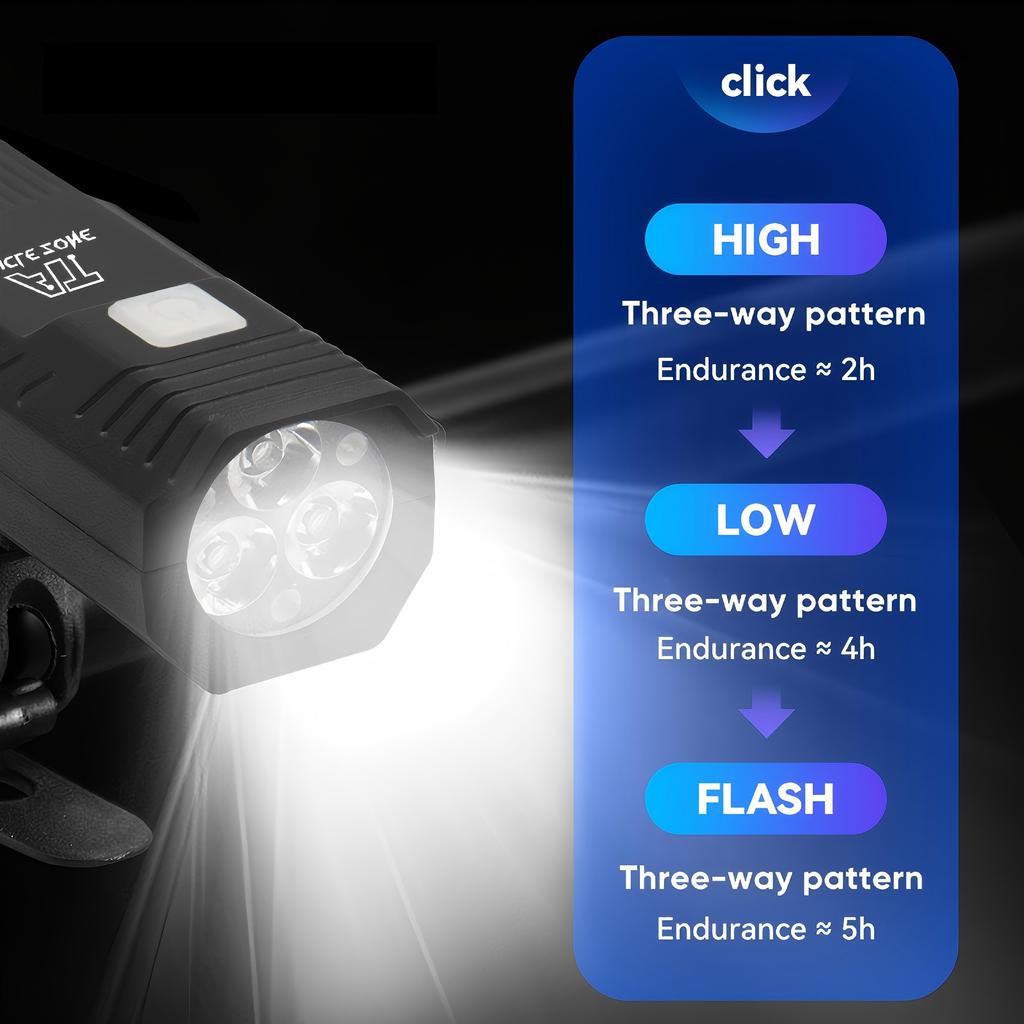 Super Bright 5LED Bike Front Light TYPE-C Rechargeable 3-Gear Mode Compact Lightweight Cycling Lamp for Night Riding Commuting