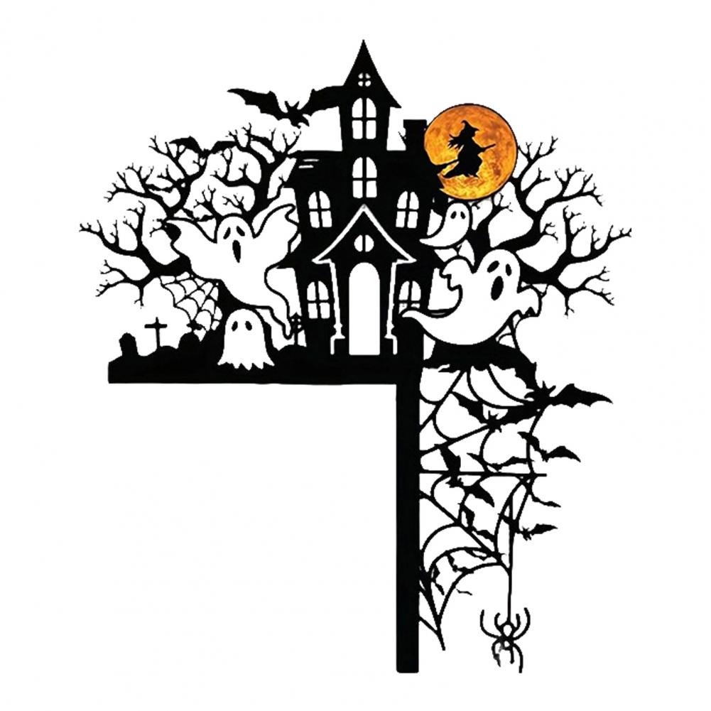 Halloweenská rohová cedule na dveře Kovová čarodějnice Kočka Netopýr Duch Pavučina Ozdoba na dveře Vnitřní dekorace na dveře Okenní rám