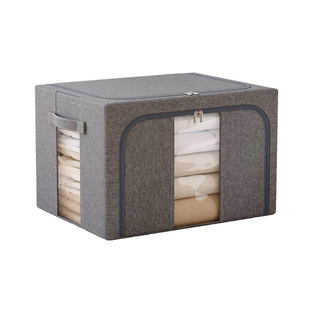 Foldable Steel Frame Clothing & Quilt Storage Box - Moisture-Proof Cotton Organizer for Dorm & Home.