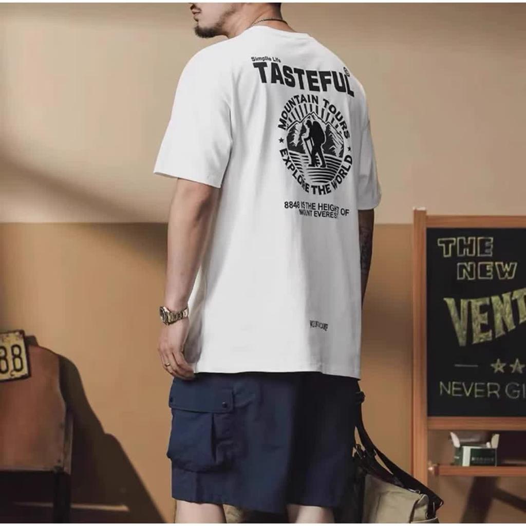 Fake two hundred matching stretch solid color fit wrinkle loose men's short-sleeved fashion short-sleeved top comfortable lightweight T-shirt