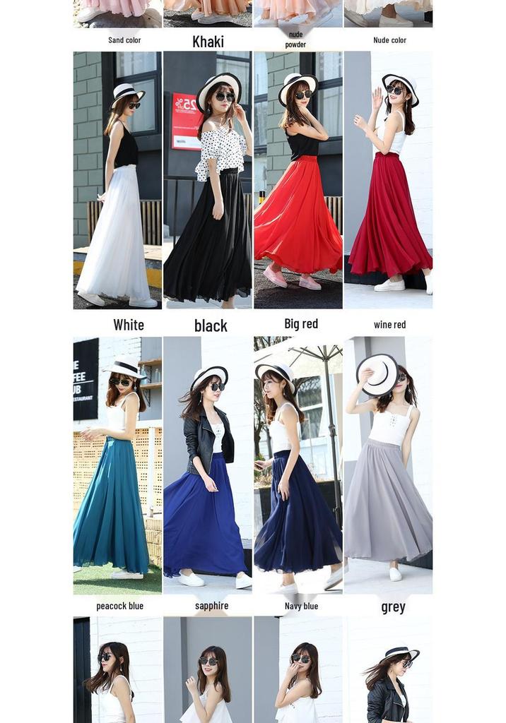 Women's Fairy Style Long Chiffon A-line Skirt - Slimming White Dance Hem for Summer