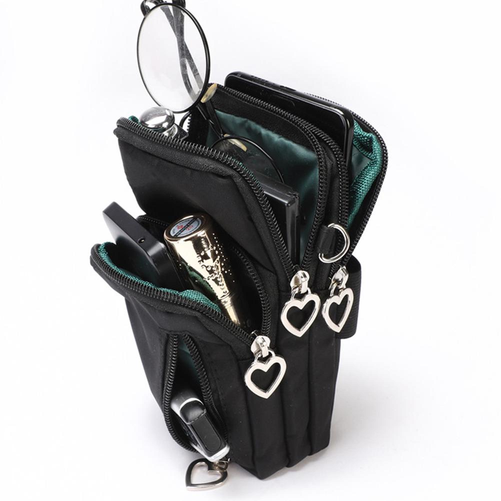 Cell Phone Purse Polyester Zipped Shoulder Phone Bag Lightweight Mini Women Messenger Bag Black S