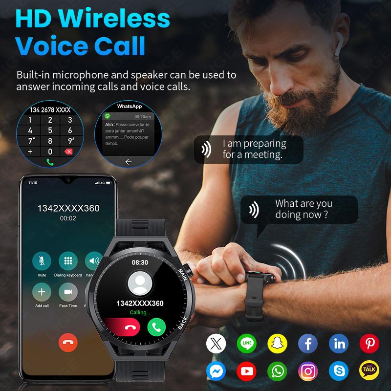 New Smart Watch Men Sports Fitness Tracker Smartwatch For Men 1.32inch Full Touch HD Bluetooth Call Watch For Android IOS