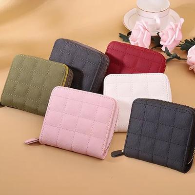 Portafogli corti in pelle PU da donna 1PC Portafogli scozzesi femminili Portafoglio porta carte in nubuck Portafoglio piccolo con cerniera con portamonete per le donne