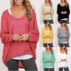 Elegant Women Plus Size Long Sleeve Pullover T-shirt With Loose Baggy Casual Fit
