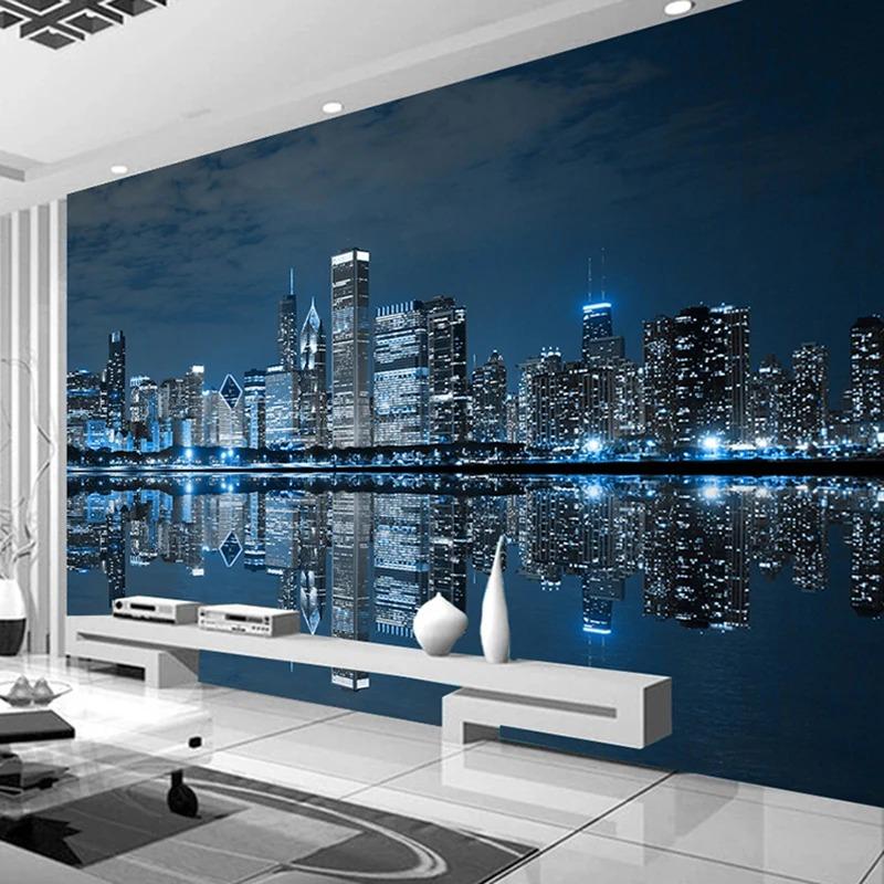 Modern 3d Mural City Night View Wallpapers Bedroom Living Room Study Room Wall Paper Home Decor