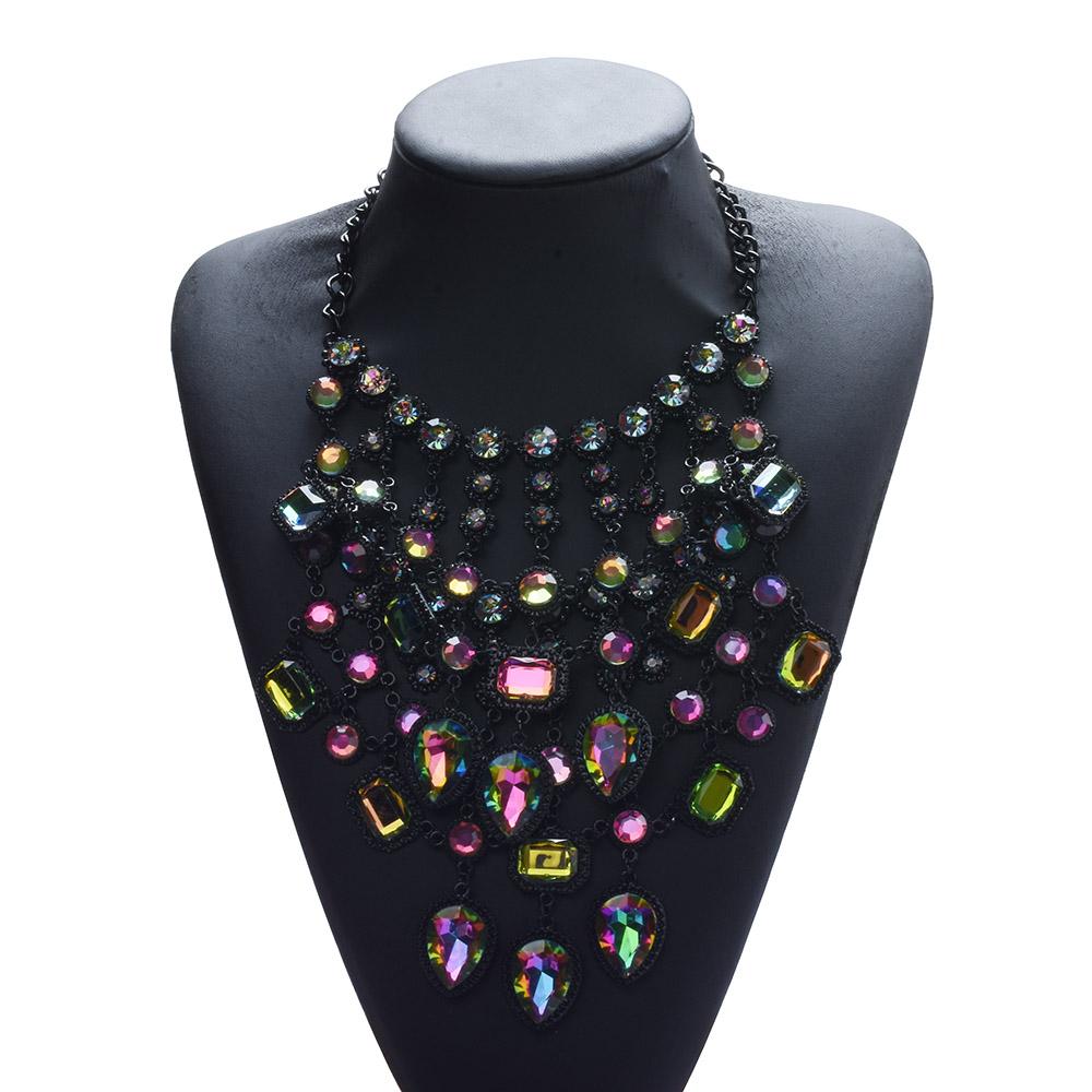 2025 New Multilayer Indian Statement Large Collar Crystal Necklace Women Boho Ethnic Big Bib Choker Necklace Ladies Jewellery