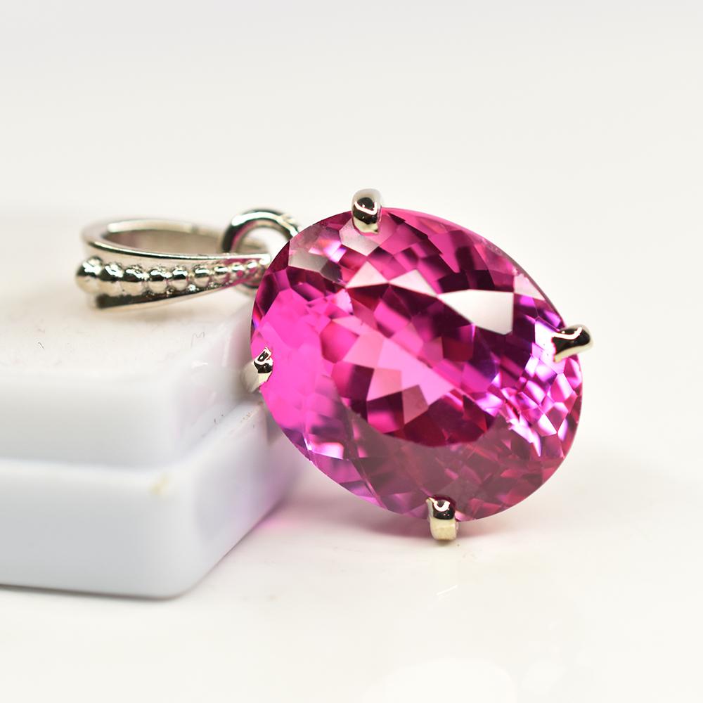 26.95 Ct Pink Tourmaline 925 Sterling Silver Natural Pendant CERTIFIED Gemstone my.pd.19-k