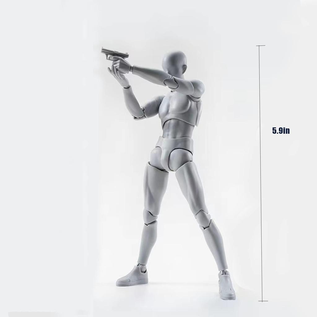 gnallang Drawing Movable Comes with Changeable Model Cartoon Muscular Body Male Gray Doll, Joints, Stand, Gestures, Doll, Model, -