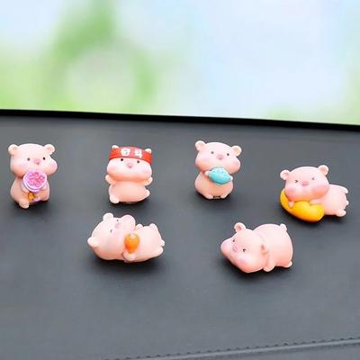 6 Stück Harz Mini Süße Schweine Auto Mittelkonsole Verzierungen Mikro Tier Armaturenbrett Bildschirm Dekoration Auto Zubehör Innenraum