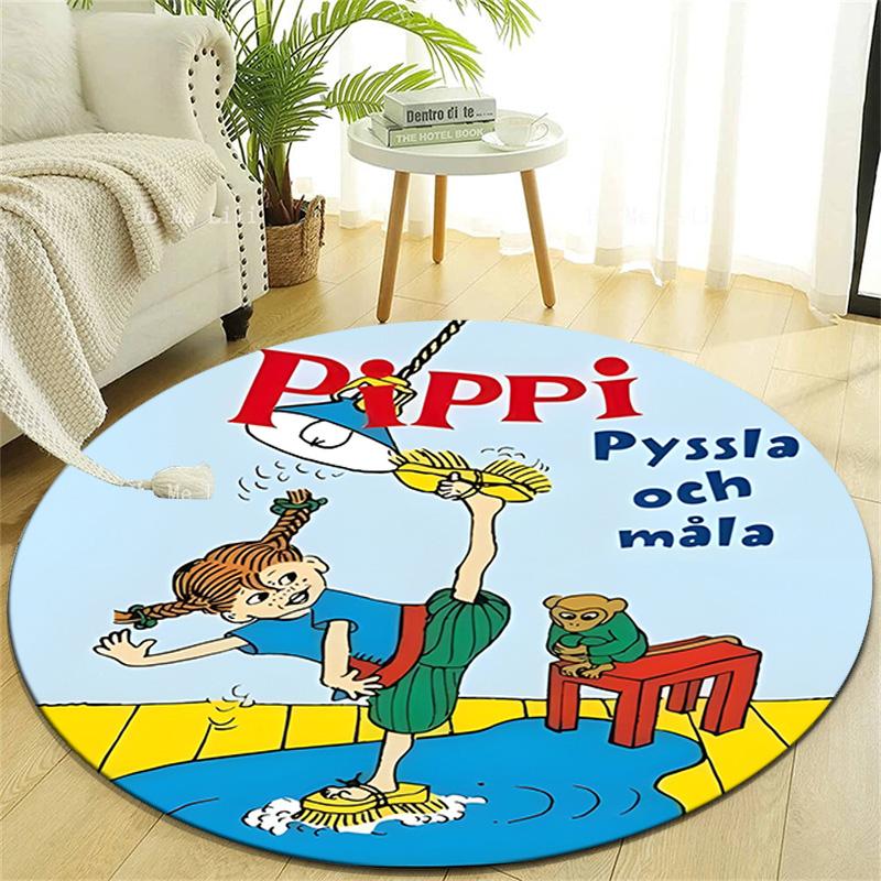 1pc Pippi Longstocking2 Design Printed Area Round Carpet for Bedroom Living Room Home Decor Rugs Mat Non Slip Mat Rug for Bedside