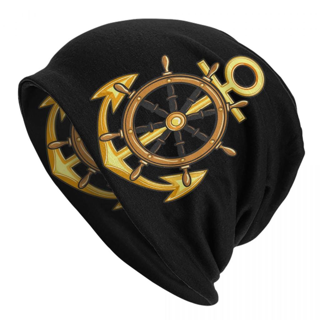 Custom Navy Blue Stripes Nautical Anchor Boat Bonnet Hat Knit Hat Unisex Women Hip Hop Unisex Winter Warm Skullies Beanies Caps