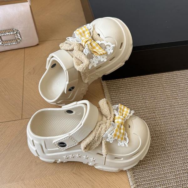 Fashion Butterfly-Knot Slippers Women Summer Cover Toe Slides Soft Butterfly-knot Sweet Butterfly-Knot Cover Toe Slippers Women Summer S