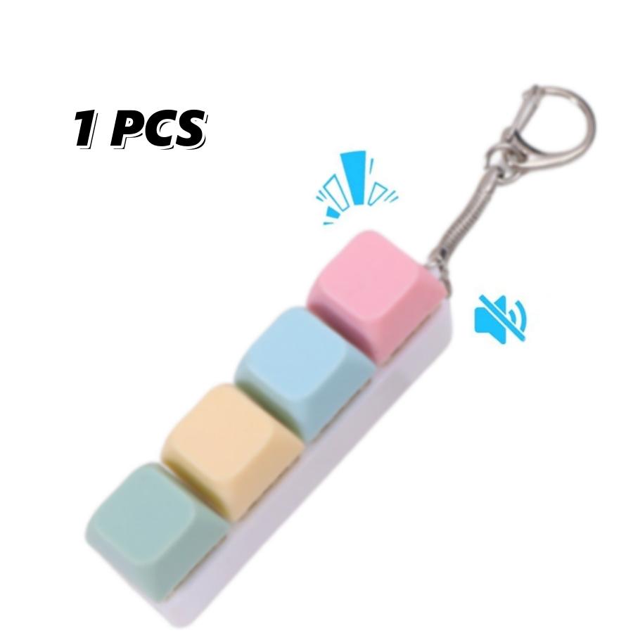 

4 Keys Button Keycap Fidget Keychain Keyboard Key Toy Keyboard Clicker Toy Keyboard Cube Toy for Adult Gifts To Relief Pass Time 8 cm розовый