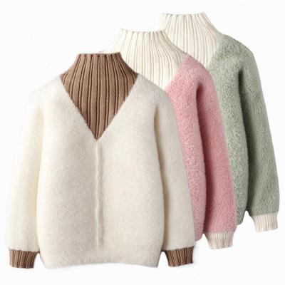 Autunno Inverno Bambini Casual Manica lunga Peluche Maglieria Pullover Neonati Bambini Caldi Top con fondo Maglioni per bambine