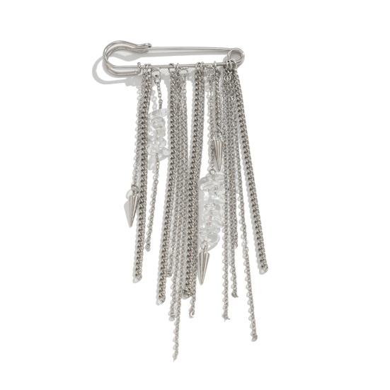 Brooch Safety Pin Link Chain Tassel Safety Pin Sweater Shawl Pin Decorative Faux Pearl