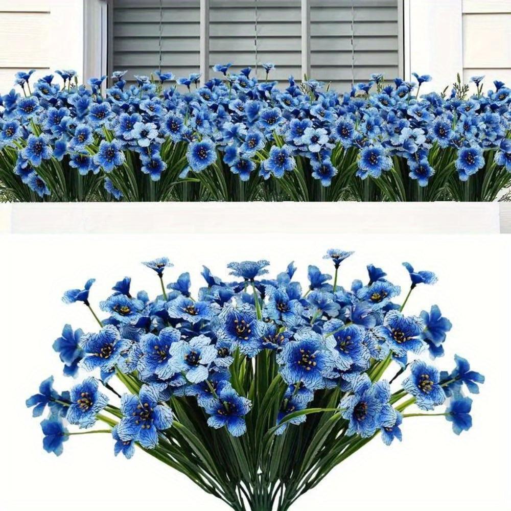 6pcs Artificial Wild Violet Flowers, for Indoor and Outdoor Hanging Plants, Farmhouse Decoration, Tabletop Placement,  Without Container