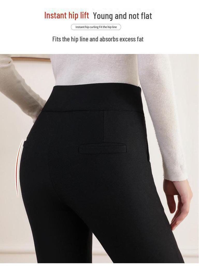 Women's High Waist Thick Wool Blend Leggings Extra Warm Fleece-Lined Knee Pad Pants