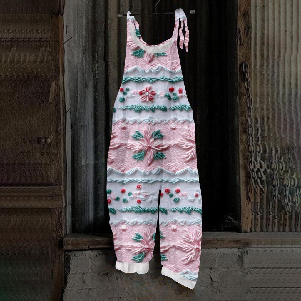 Women's Jumpsuit Halloween Print  Casual Loose Vintage Shoulder Strap Cotton Linen