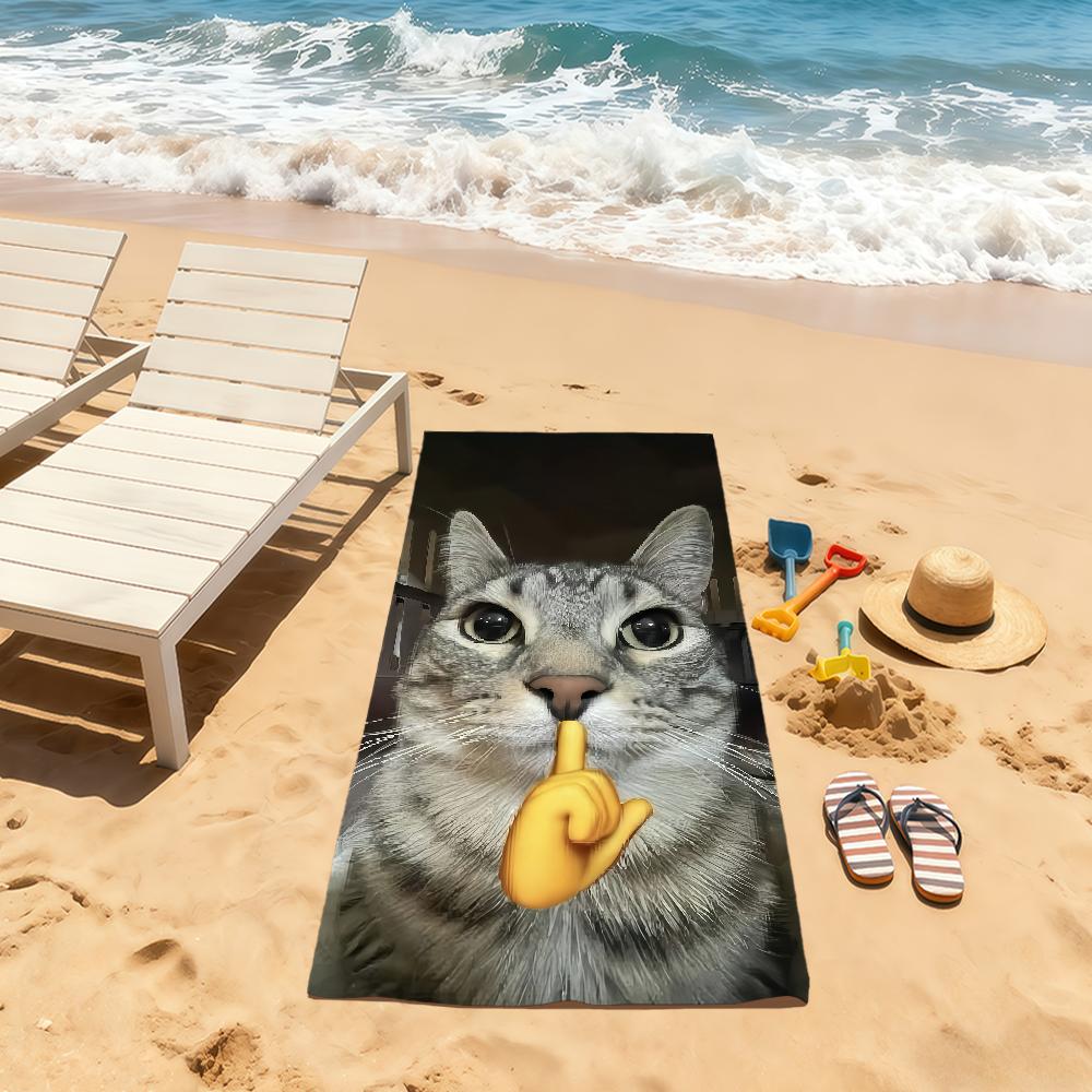 Gatto meme divertente cartone animato carino gattino astratto Asciugamani da spiaggia morbidi Asciugamano da piscina ad asciugatura rapida per Viaggio Palestra bagno Spa Campeggio sport Regalo