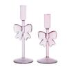 Clear Pink Glass Candle Holder for Taper Candle Candlestick 18/21cm Adds Charm To Home and Event
