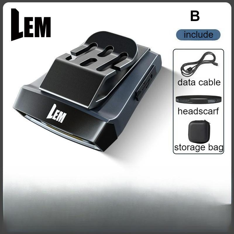 LEM Headlight Fishing Sensing Hat Clip Light Strong Light Super Bright Charging Head Mounted Clip On Long Range Fishing Light