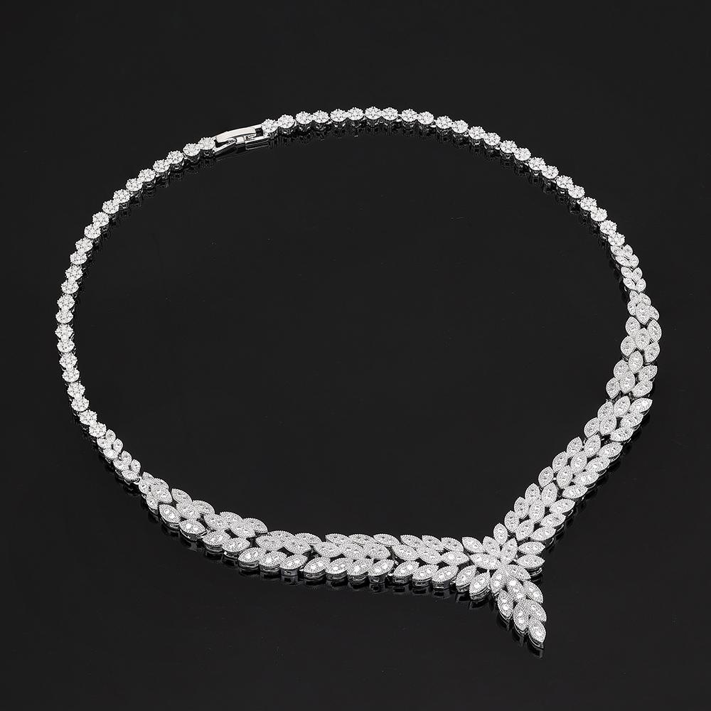 Sada svatebních šperků pozlacená bílým zlatem Svatební party Náhrdelník Šperky Sady Módní Dámské Doplňky