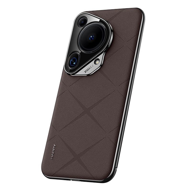 

For Huawei Pura 70 Ultra Case PU Leather+Hard PC Phone Cover Anti-Fingerprint Brown