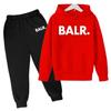 Marka Balr Dres Dziecięcy Chłopcy Dziewczynki Bluza Spodnie Dresowe Zestaw Dwuczęściowy Wiosna Jesień Zestawy Dziecięce z Kapturem Modne Casualowe Bluzy z Kapturem