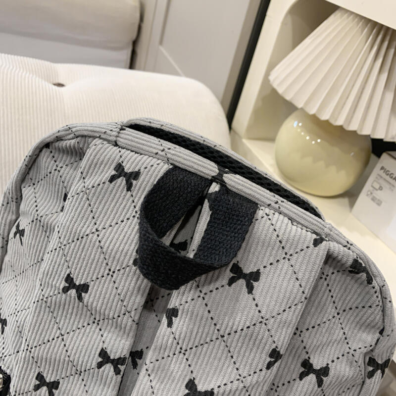 Rucksack Cord Schultasche Schleife bedruckt Leichtgewicht Großes Fassungsvermögen Reise-Rucksack